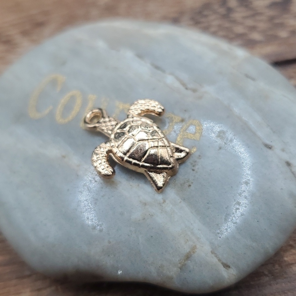 Vermiel gold over sterling sea turtle charm P129